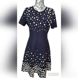 Kate Spade Navy and White Polka Dot Midi Dress